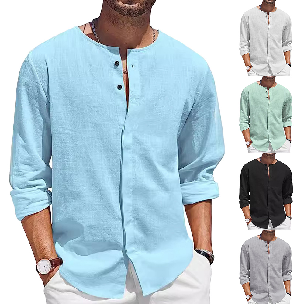 Chemise décontractée à manches longues et boutons pour hommes