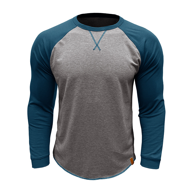 T-shirt décontracté à manches longues et blocs de couleurs pour homme