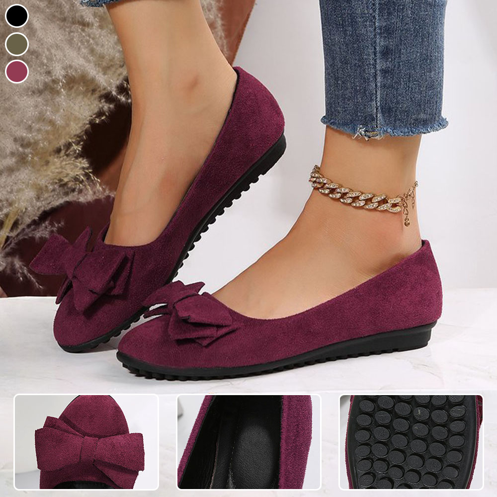 Metallwolke Flache Freizeitschuhe für Damen aus Wildleder mit Schleife