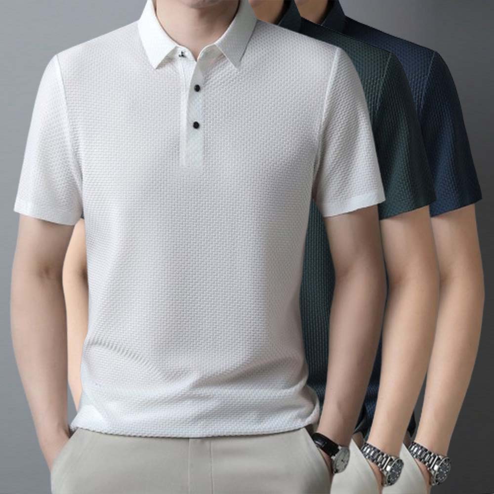 Metallwolke Atmungsaktives Herren-Poloshirt aus Eisseide mit kurzen Ärmeln