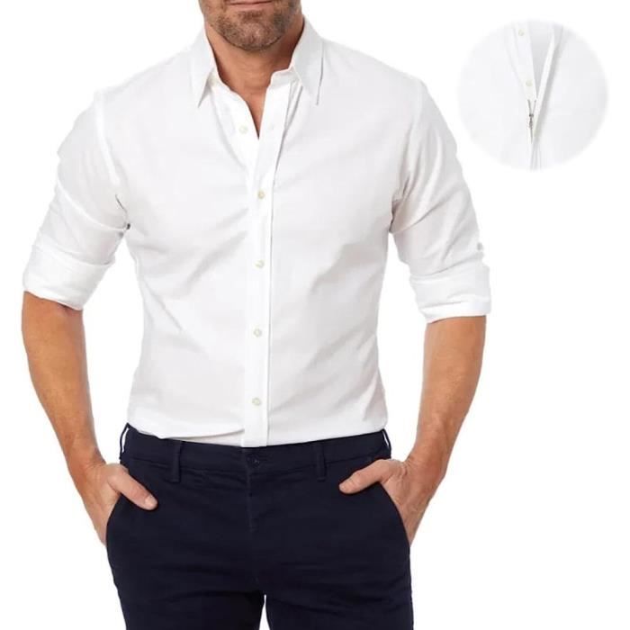 Chemise décontractée à manches longues et fermeture éclair pour homme