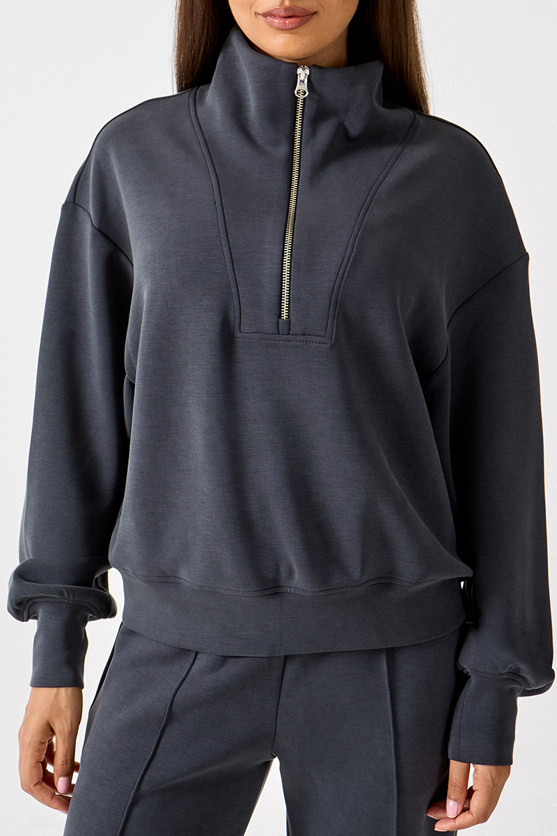 Half-Zip Loose Hoodie