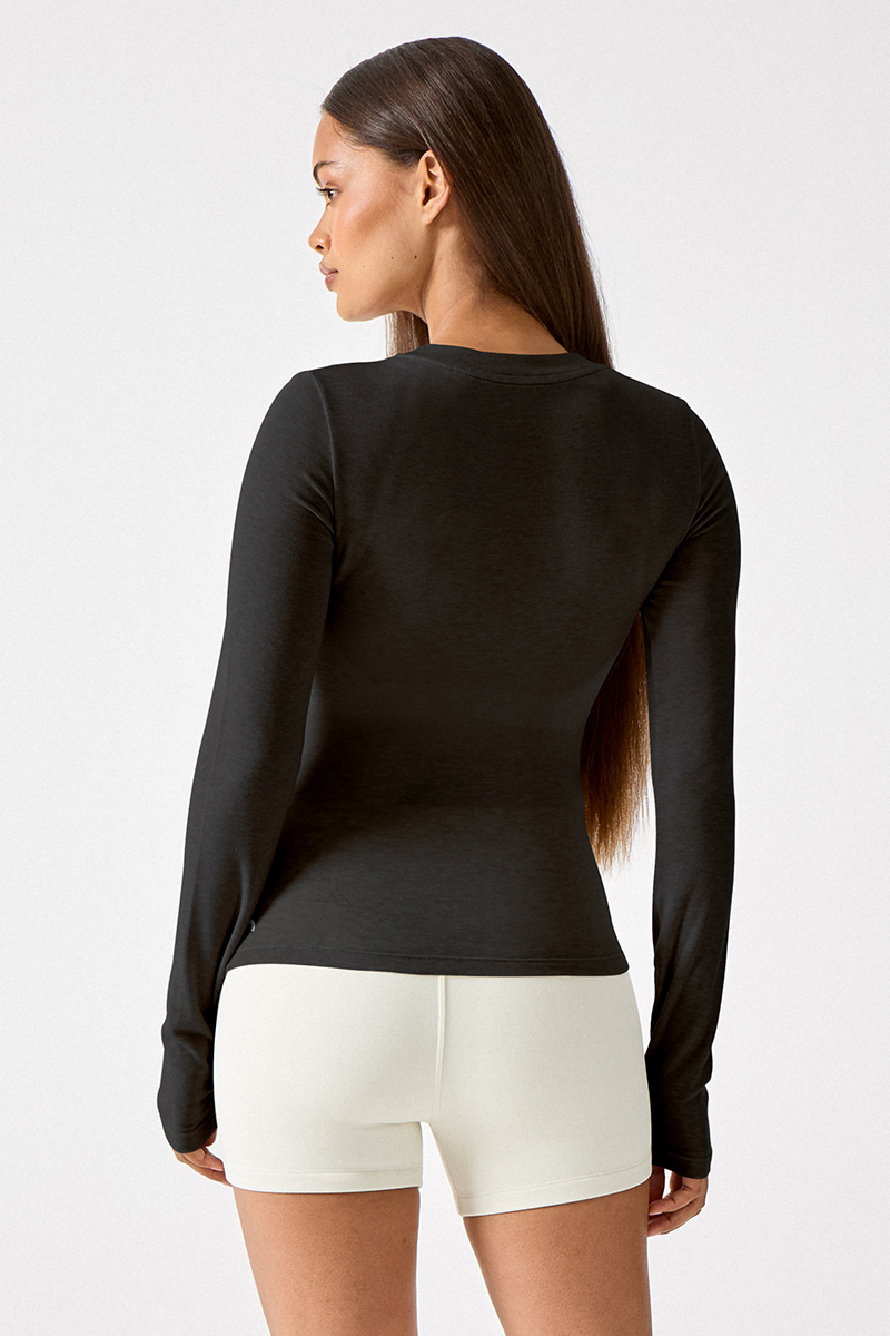 Button Wool Long Sleeve Top