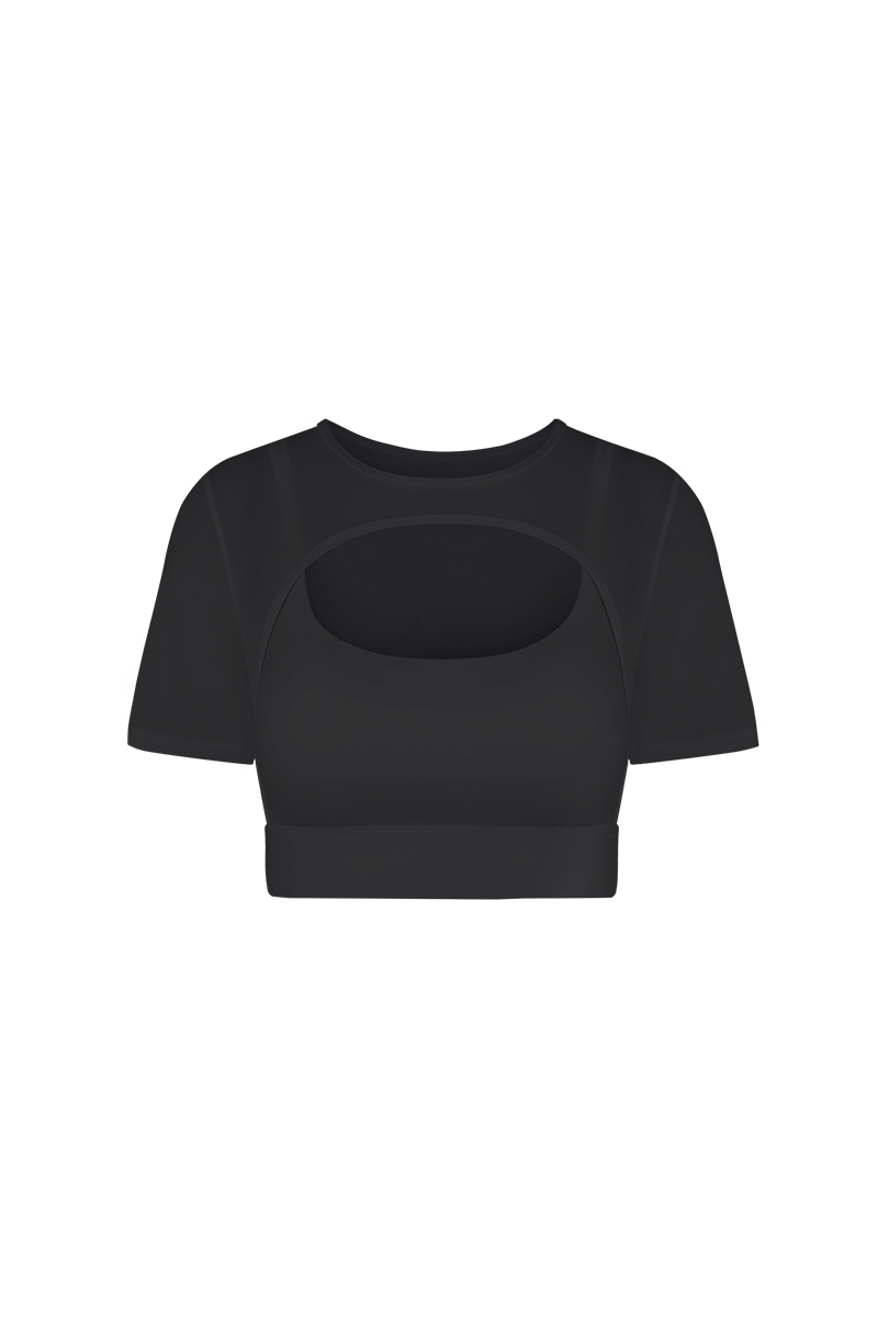 Mesh Short Sleeve Sports Bra