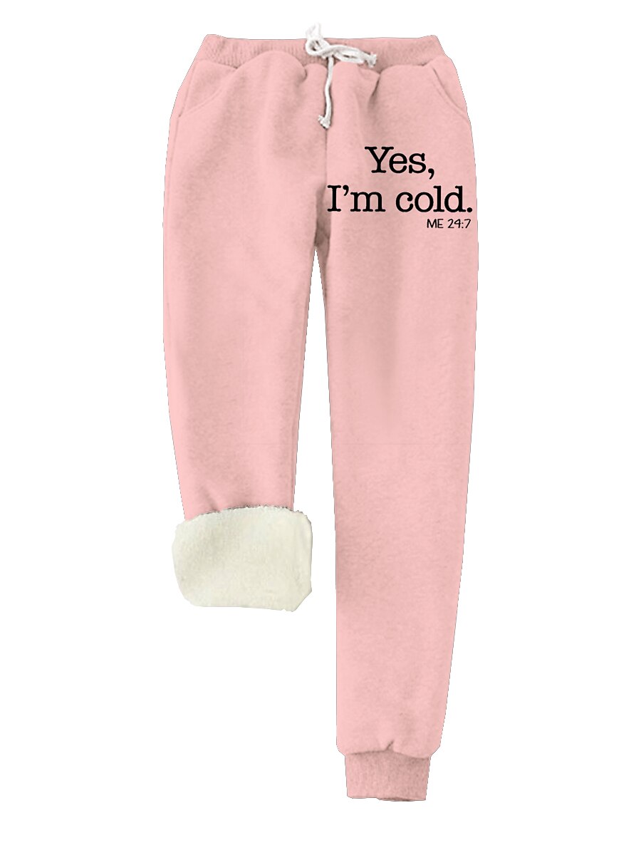 Women‘s Fleece Sweatpants Joggers Full Length Pocket Sweatpants Savannah Joggers Daily Wear Light Pink Transparent Blue S M Fall & Winter