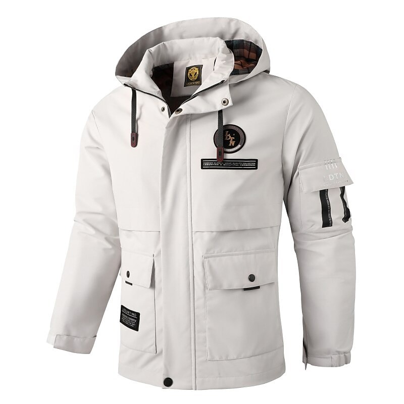 Men's Windbreaker Hiking Windcheater Outdoor Daily Wear Warm Fall Winter Plain Fashion Streetwear Hooded Regular Jacket