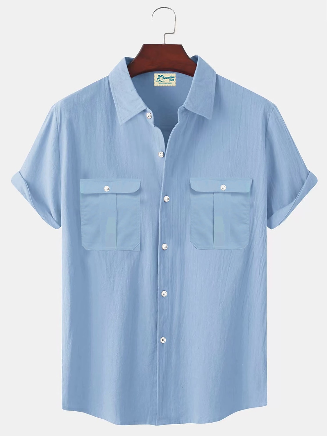 Men's Shirt Linen Shirt Summer Shirt Beach Shirt White Blue Brown Short Sleeve Solid Color Turndown Summer Outdoor Street Clothing Apparel Button-Down
