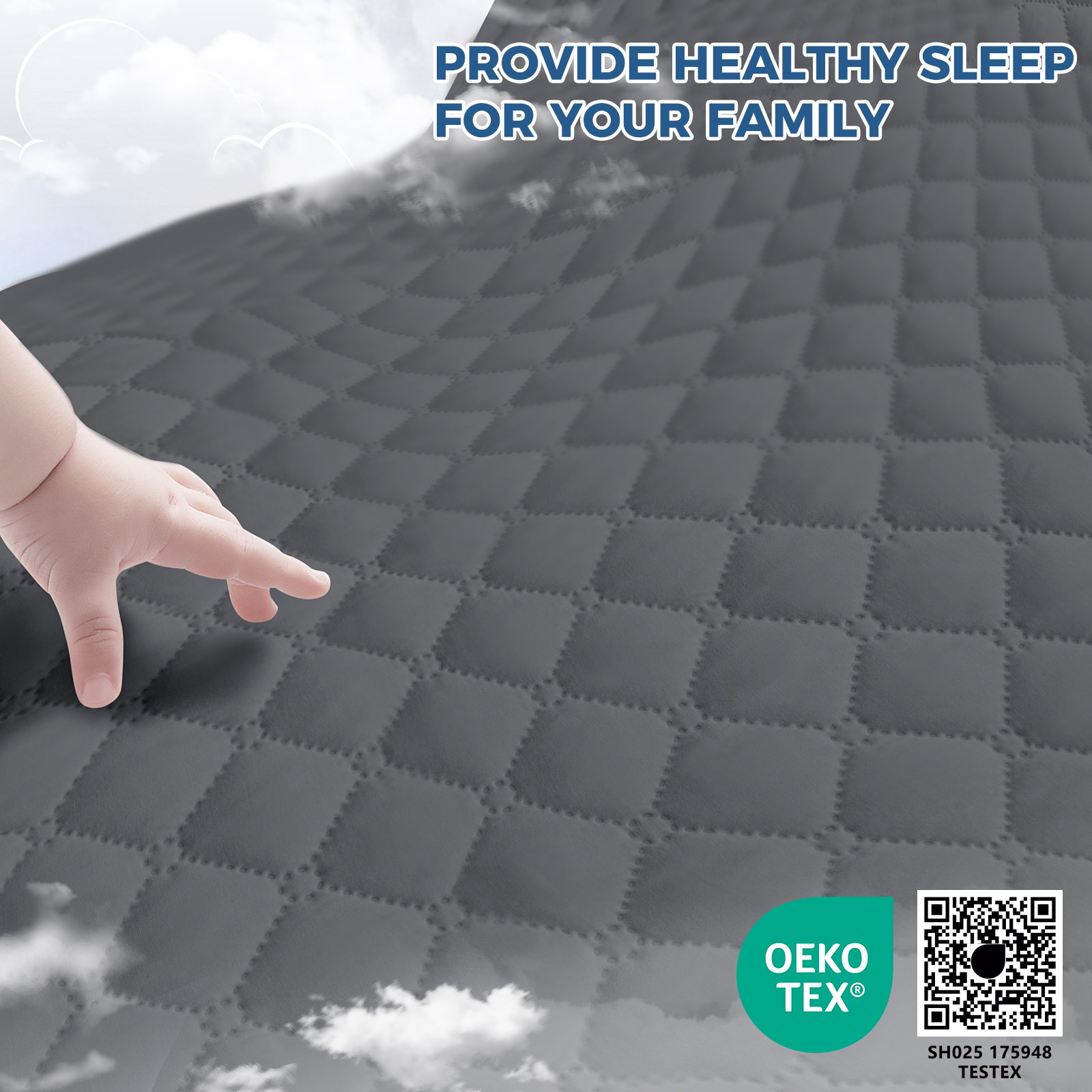 Kayfia Waterproof Mattress Protector, Soft Breathable 3D Air Fabric Mattress Cover, Noiseless Mattress Pad with Deep Pocket 6“-21” Machine Washable, Gray