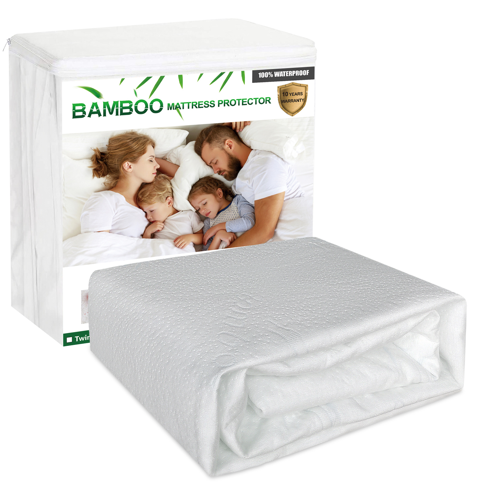 Kayfia Bamboo Fibre Waterproof Mattress Protector Deep Pocket