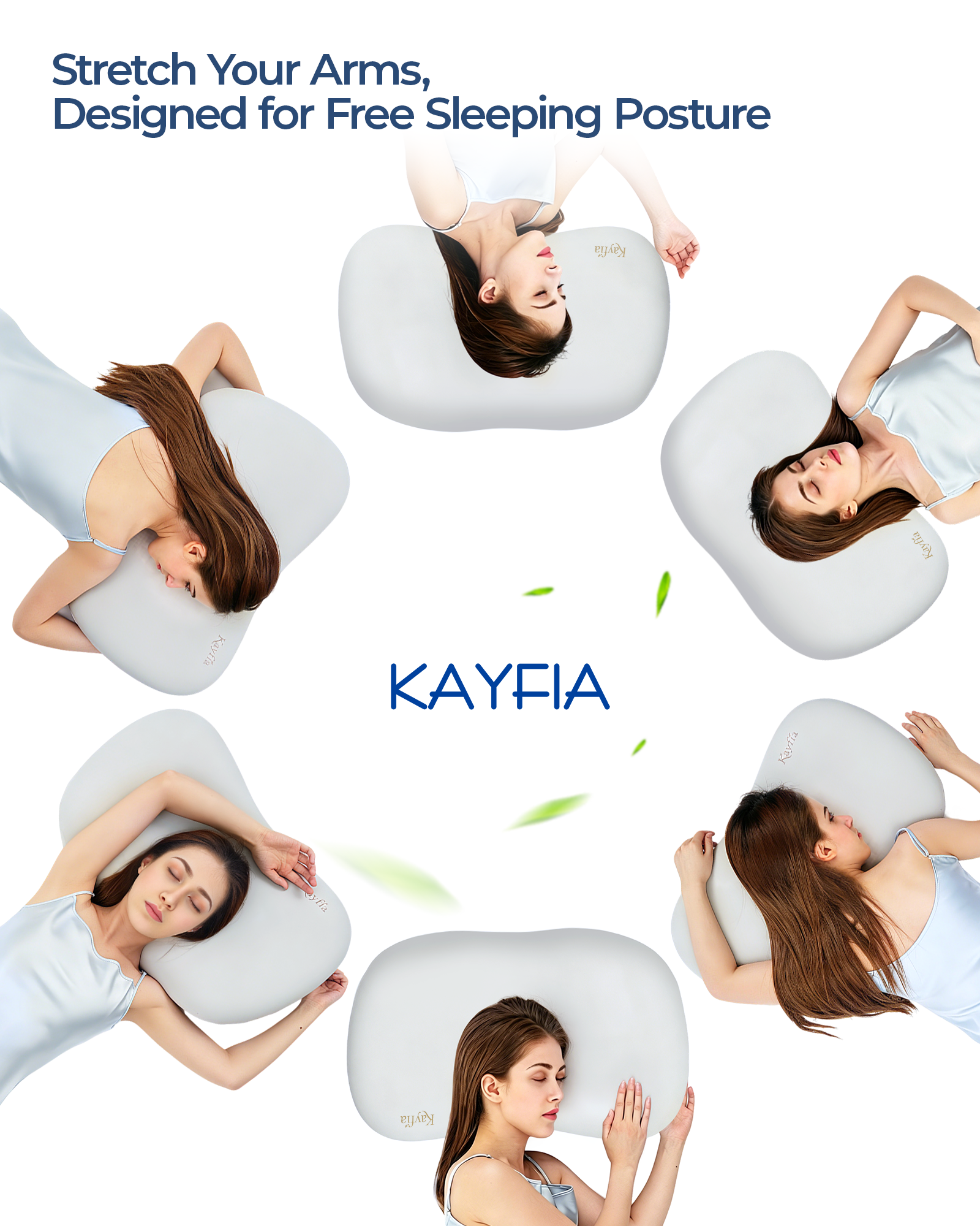 Kayfia Cervical Neck Pillow, Ice Silk Zipperless Pillowcase, 70D Soft Ergonomic Memory Foam Pillows, Design for Side & Back Sleepers