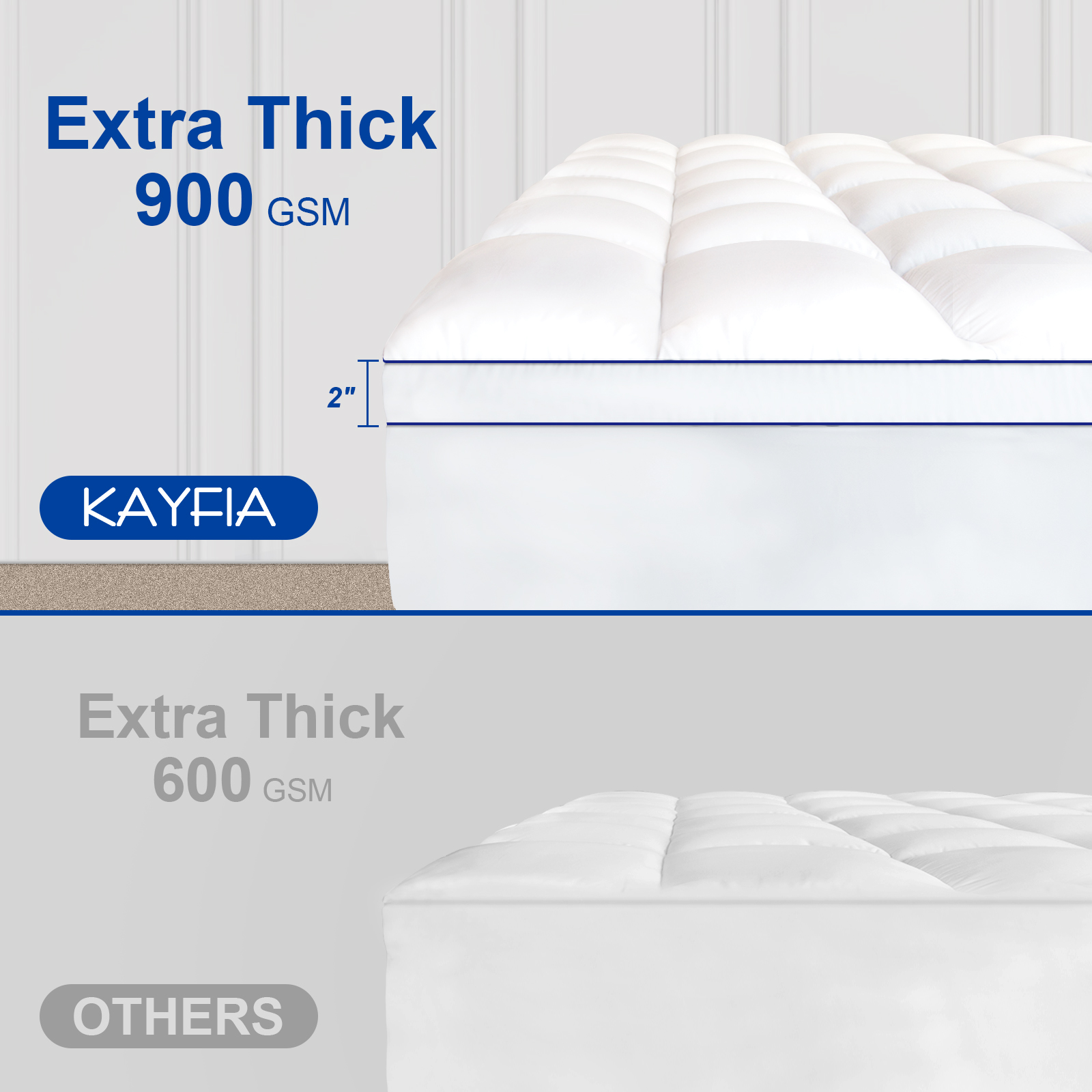 KAYFIA Full Mattress Topper,Extra Thick Mattress Pad Cover for Deep Sleep,3D+7D Snow Down Alternative Fill Overfilled Plush Pillow Top with 8-23 Inch Deep Pocket-White