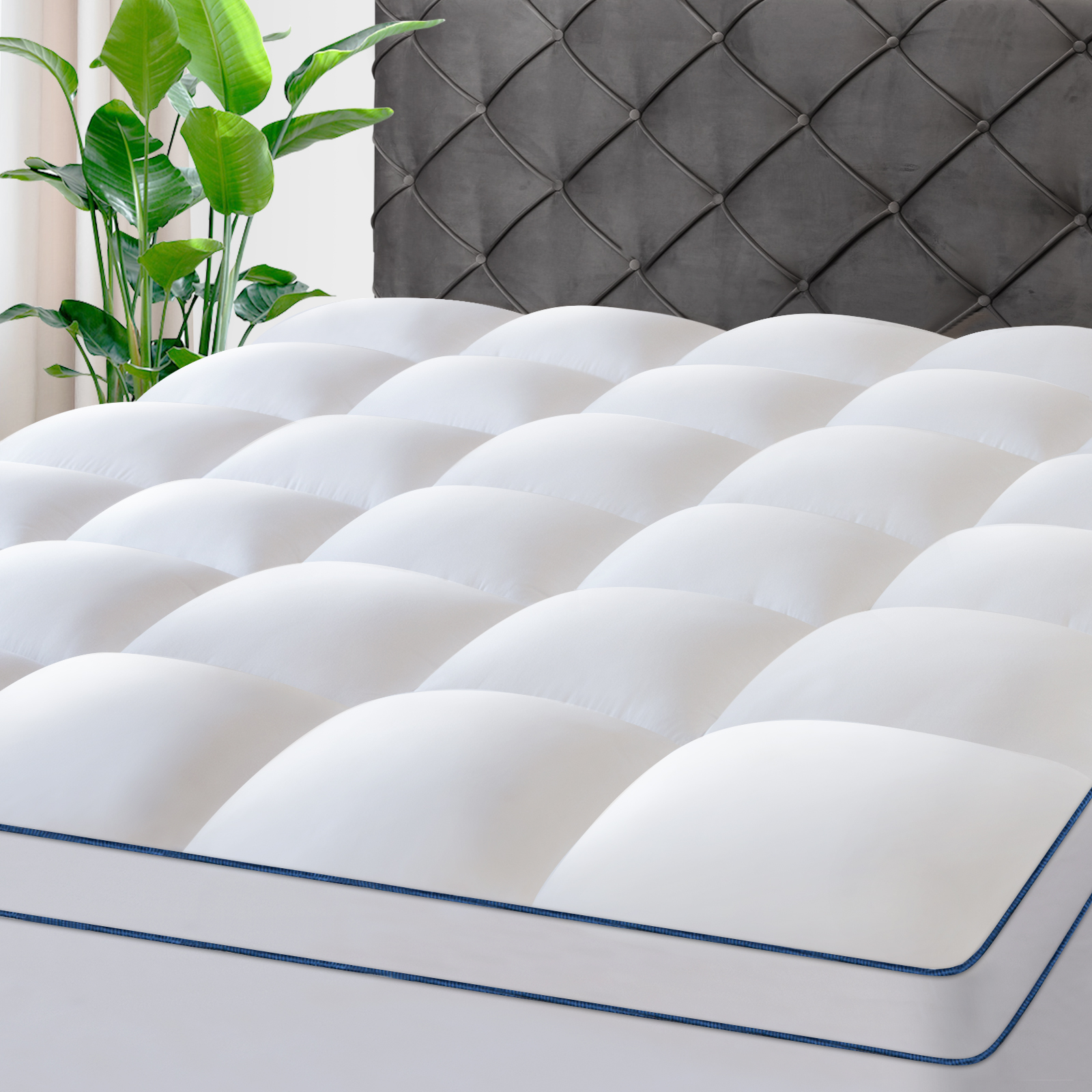 KAYFIA Full Mattress Topper,Extra Thick Mattress Pad Cover for Deep Sleep,3D+7D Snow Down Alternative Fill Overfilled Plush Pillow Top with 8-23 Inch Deep Pocket-White