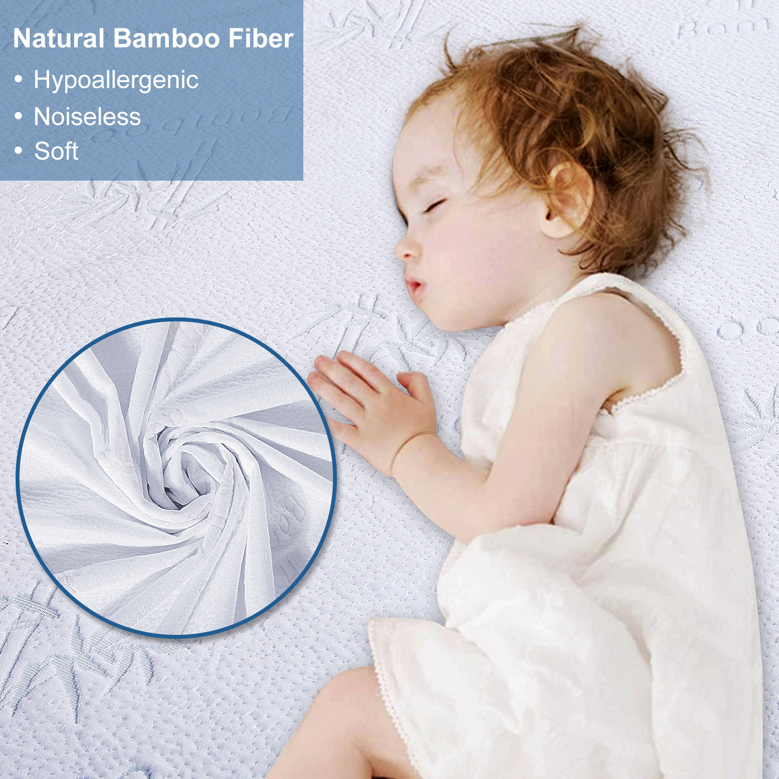 Kayfia Bamboo Fibre Waterproof Mattress Protector Deep Pocket