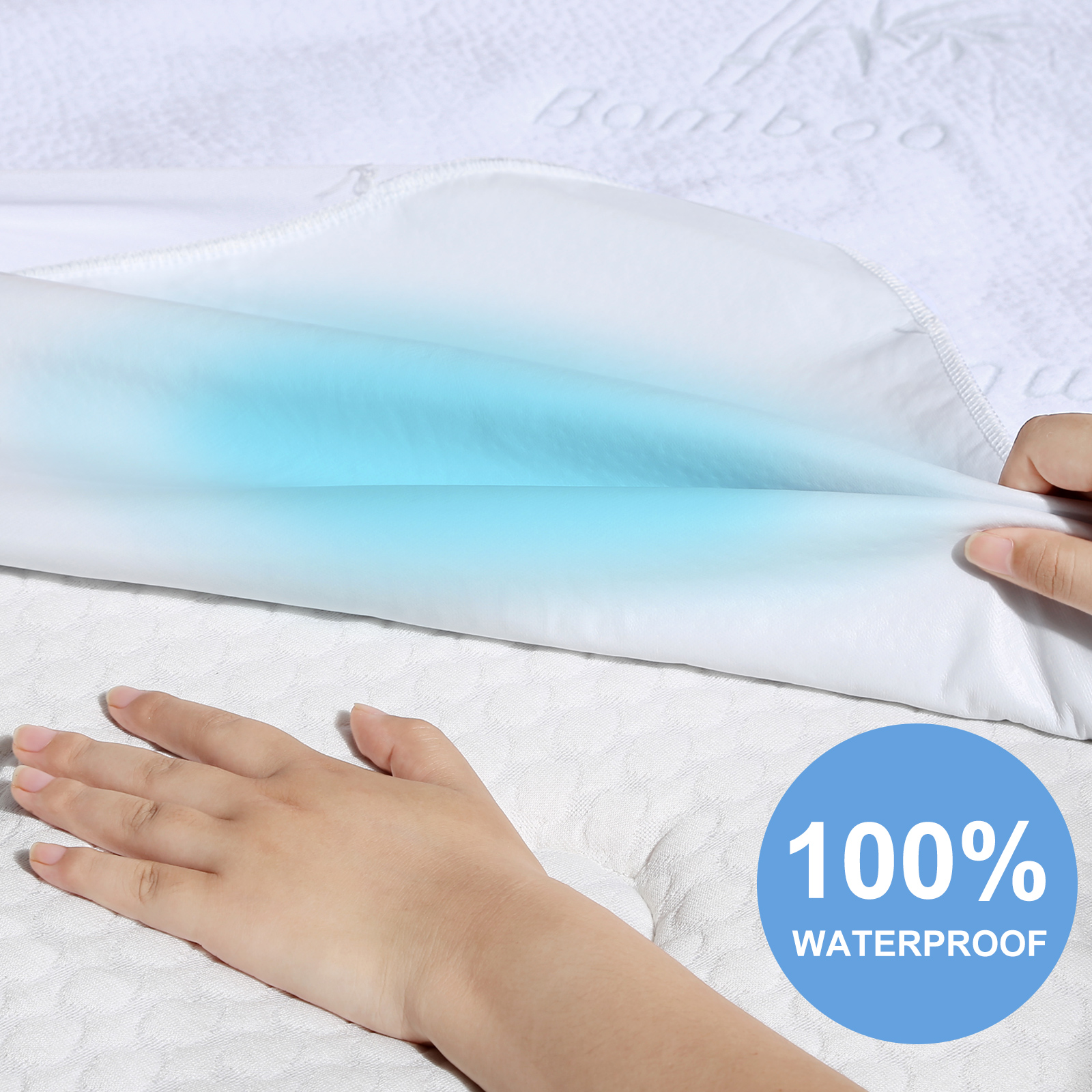 Kayfia Bamboo Fibre Waterproof Mattress Protector Deep Pocket
