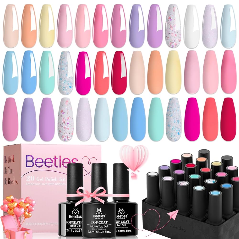 Awakening Alice - 20 Gel Colors Set with Top and Base Coat (5ml/Each)