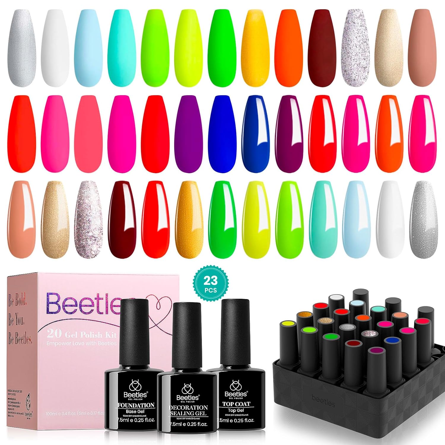 Neon City - 20 Gel Colors Set with Top and Base Coat (5ml/Each)