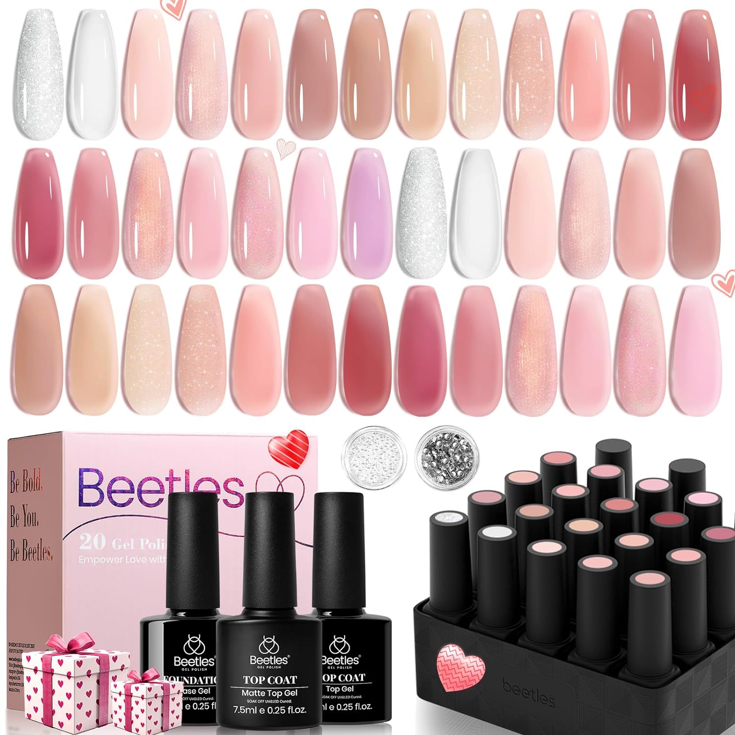 Nude Paradise-20 Gel Colors Set with Top and Base Coat (5ml/Each)