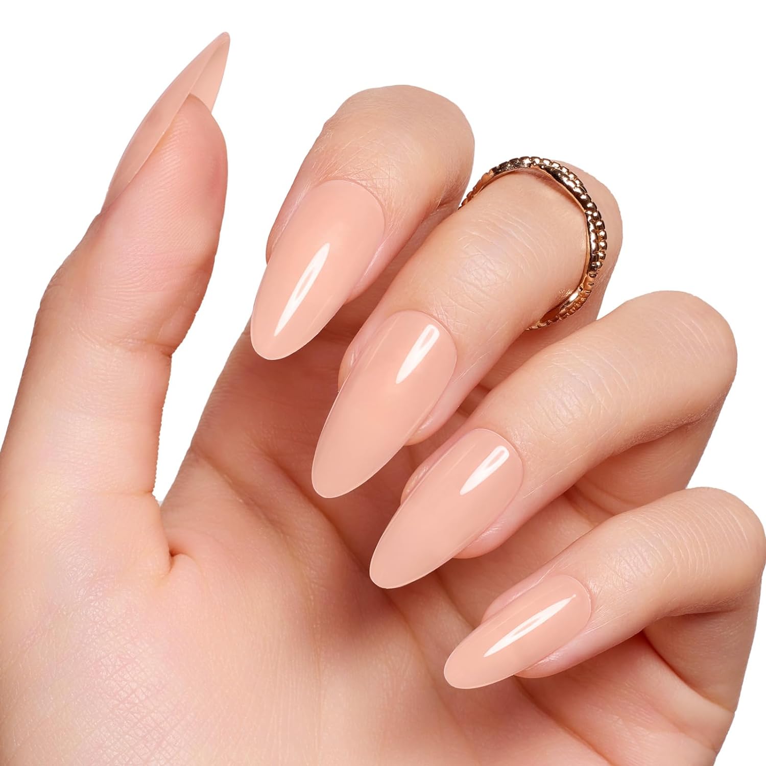 Sheer Nude | Medium Almond Press On Nails 24 Pcs in 12 Sizes