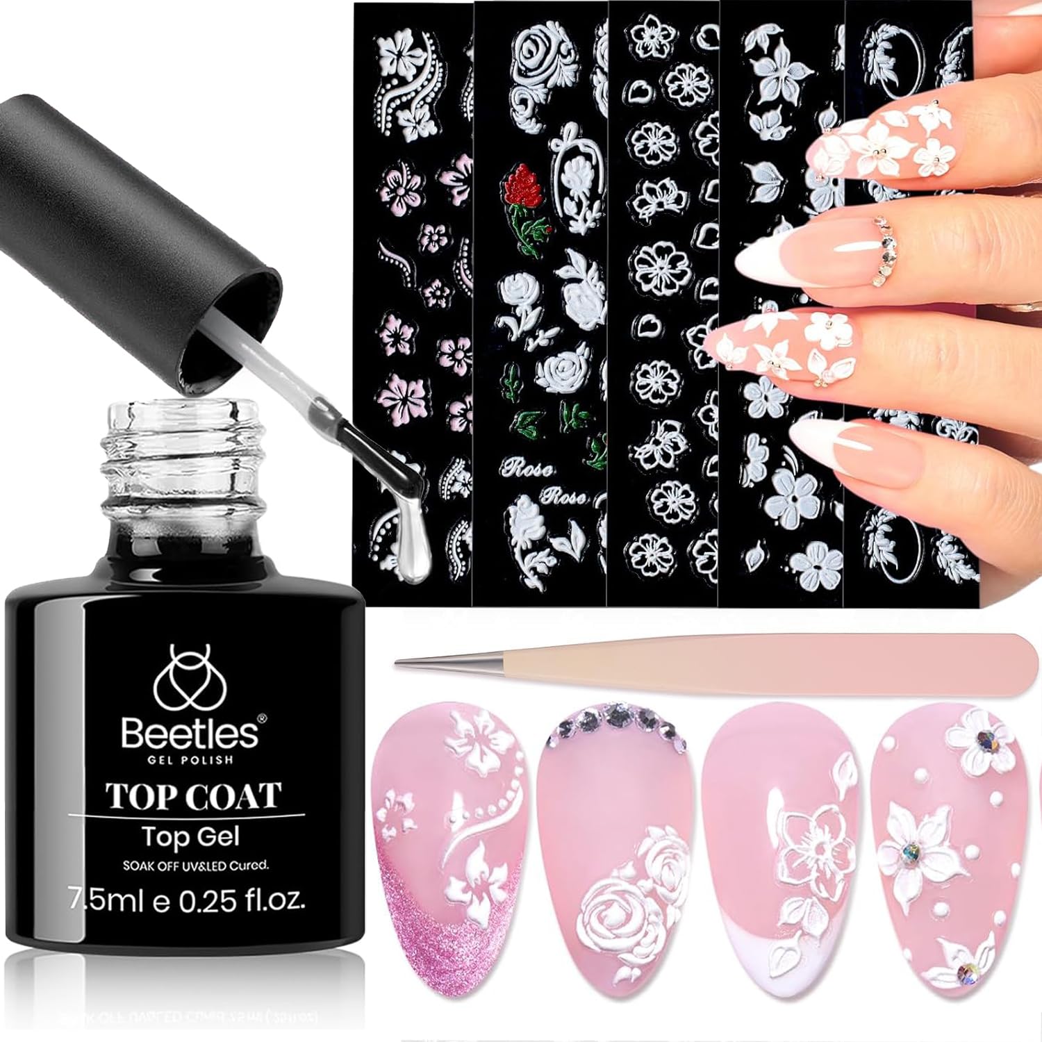 Beetles 5D Nail Stickers with Gel Top Coat #006 | 7.5ML