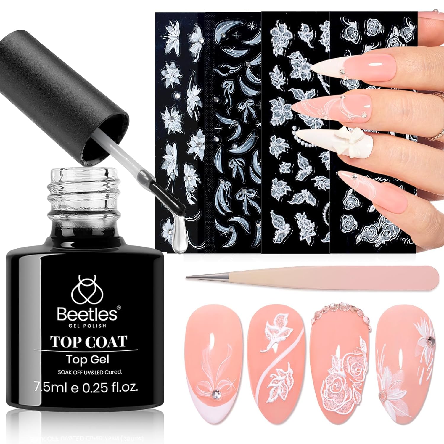 Beetles 5D Nail Stickers with Gel Top Coat #007 | 7.5ML