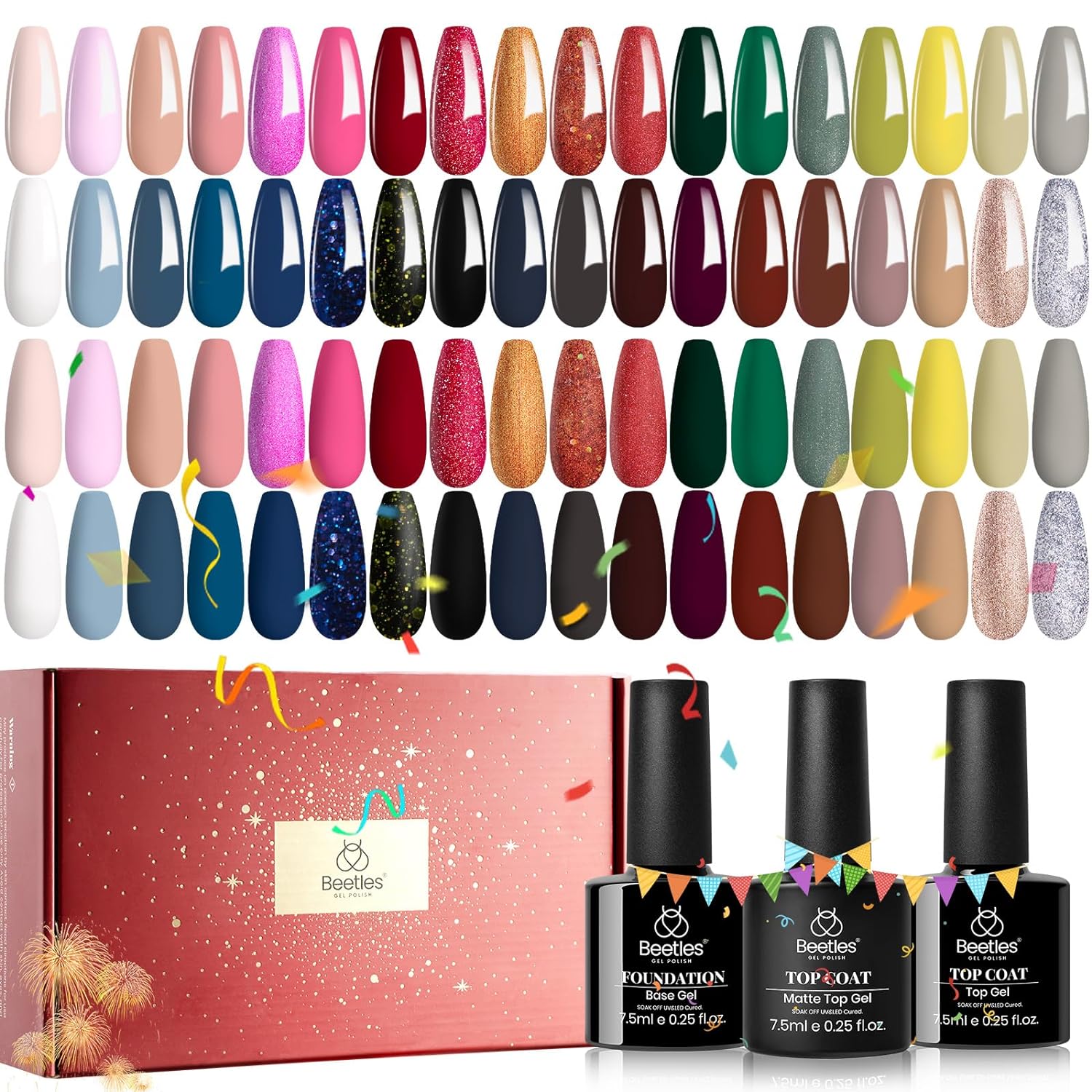 Spring Song | 36 Nail Gel Polish Colors with Base Top Coat and Gift Box- 5ml/Each Gel Colors
