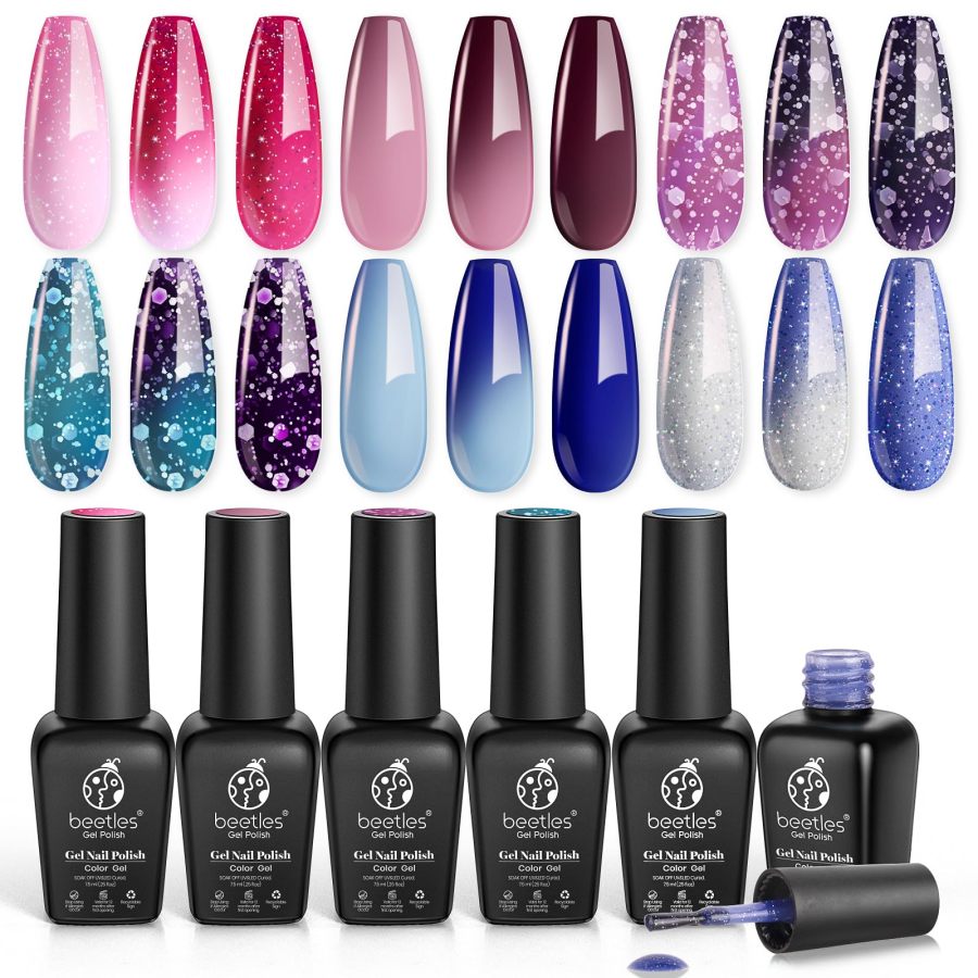 Beetles Gel Polish Temperature Color Change Shimmer Pink Blue Purple