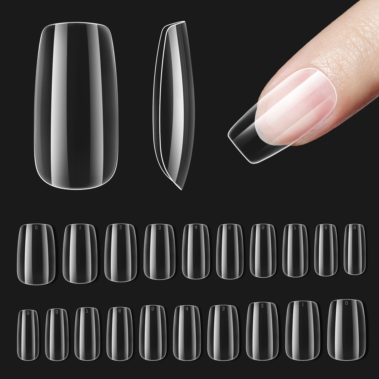 Pre-shaped Gelly Tips Short Square Clear Press on Nail Tips | 500pcs#014