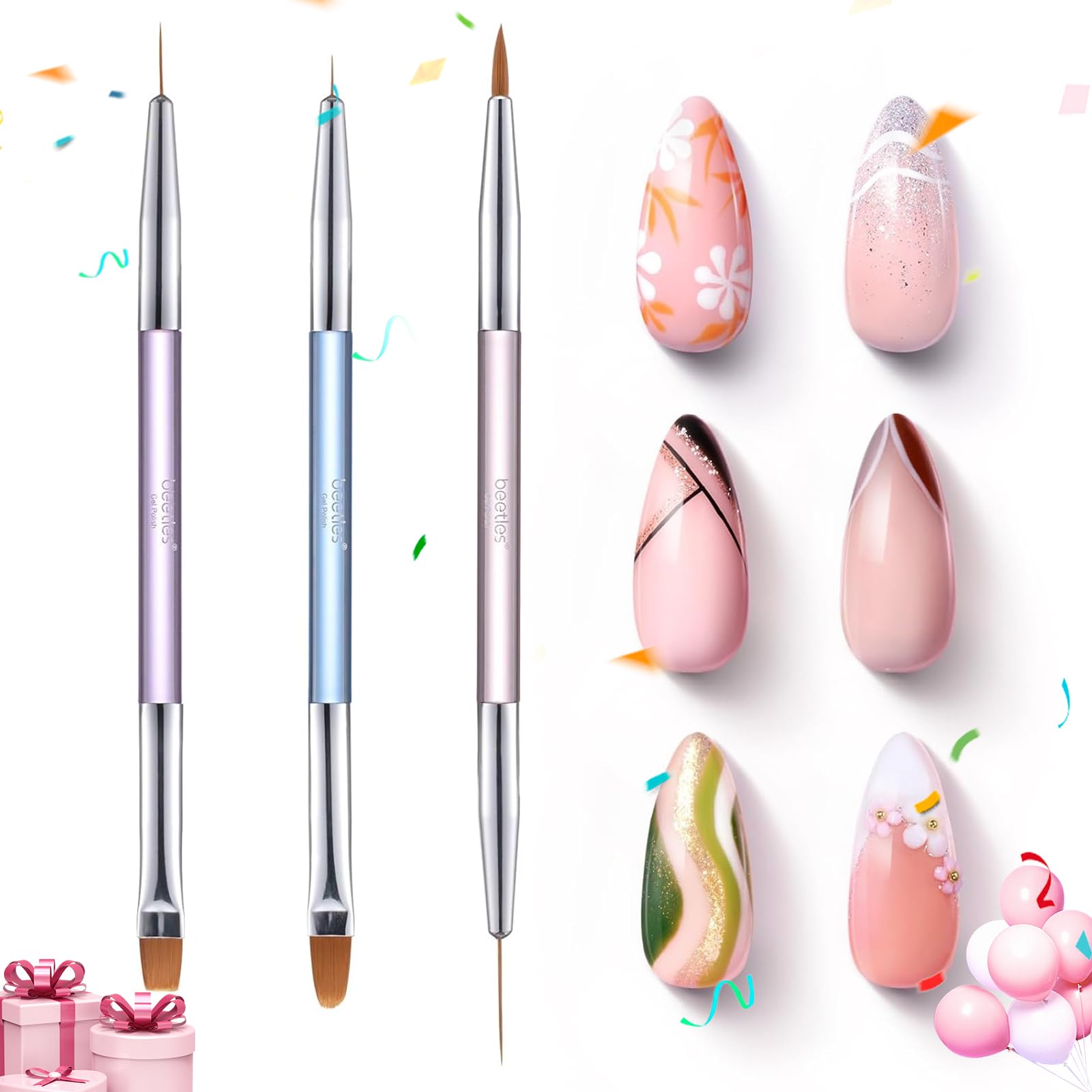 Dual-Head Nail Art Brushes Set: Easy Painting in Various Nail Designs