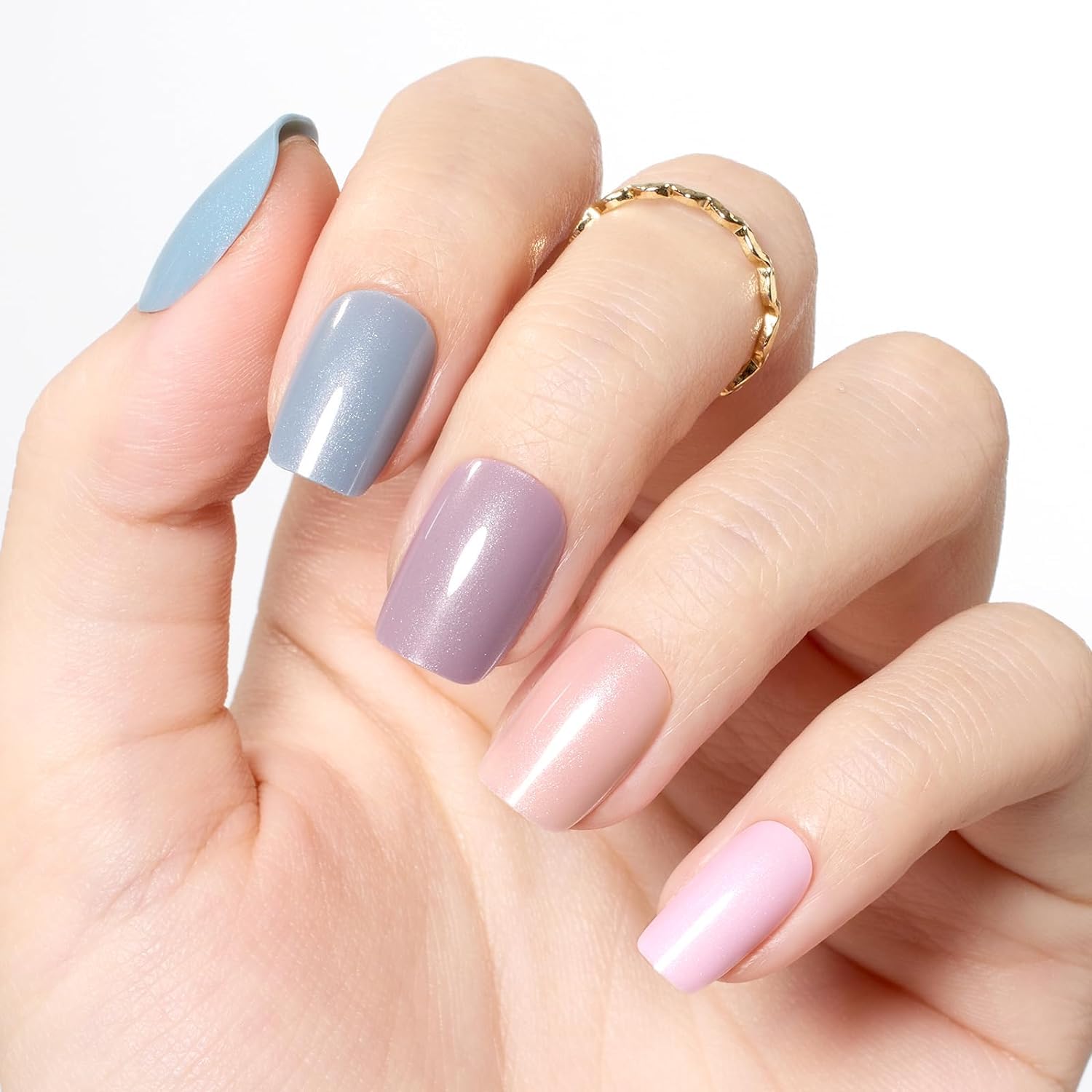 6 Colors Nude Pink Blue Short Square Press On Nails 168 Pcs in 6 Colors