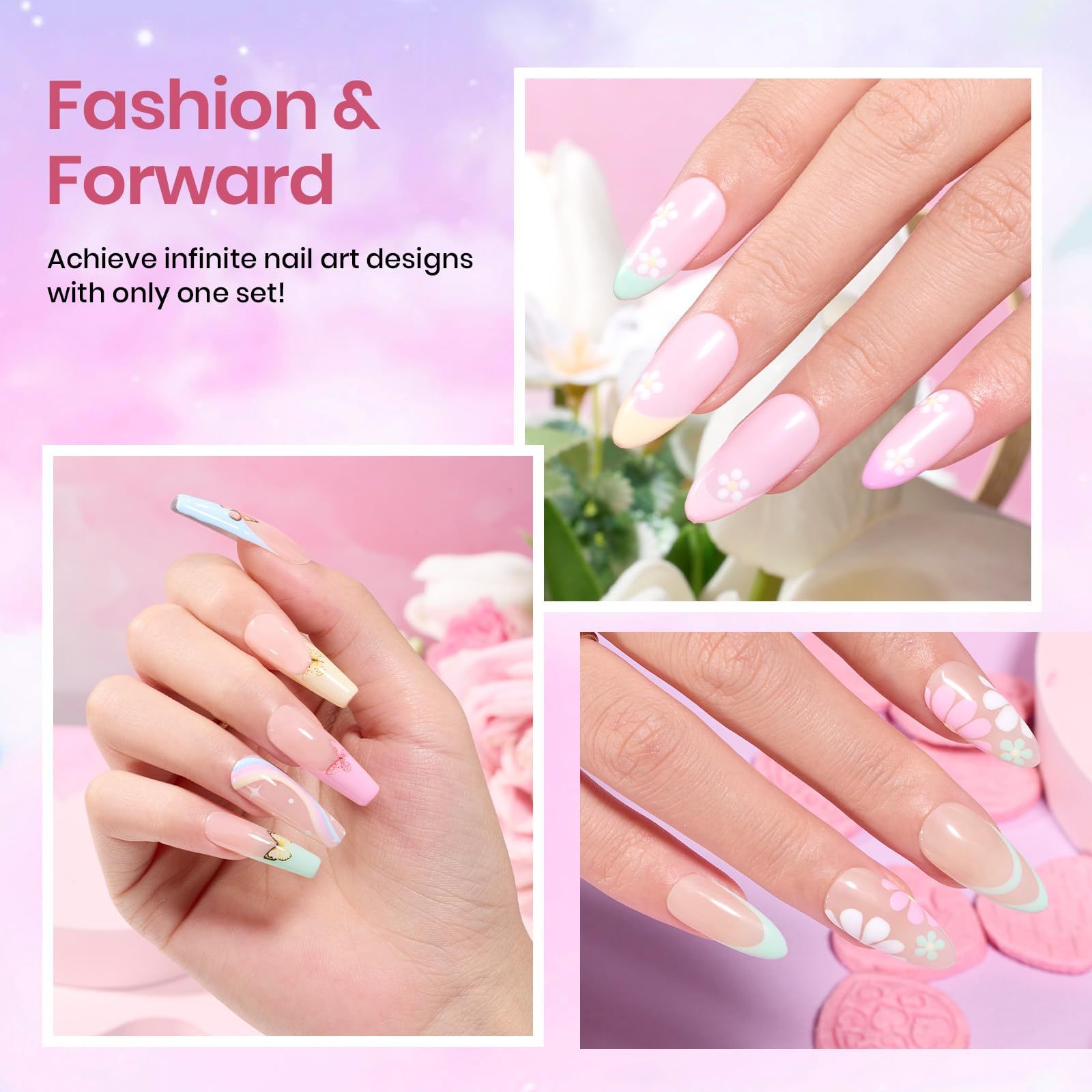 Romantic Garden Starter Kit: Nail Art Liner Gels, Tools Accessories