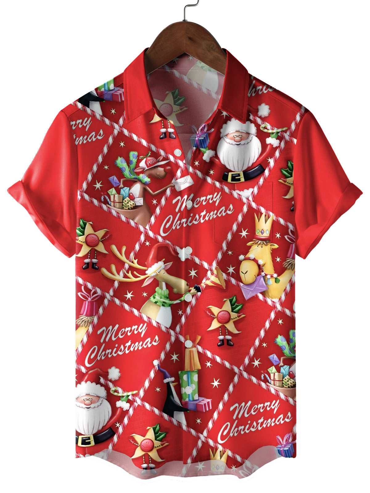 Santa Claus blessing in candy grid, 3d printed Christmas fashion shirt