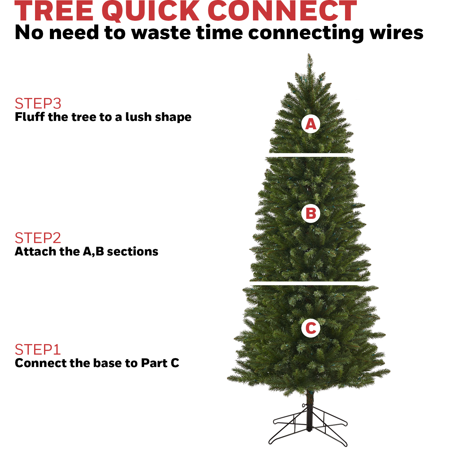 Honeywell 7ft Eagle Peak Pine Pencil Pre-Lit Christmas Tree - 350 Color Changing LED Lights - UL Certified