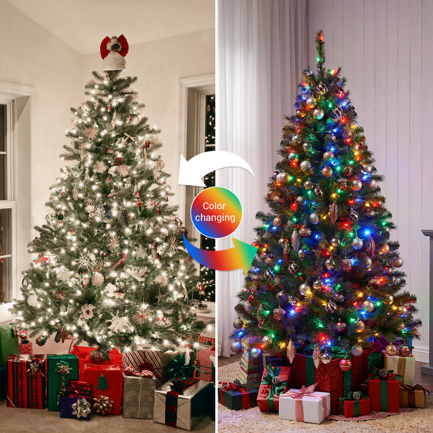 New One Battery Operated Christmas Lights 3 Pack, Color Changing 50 LED 19.33FT Christmas Tree Lights with Green Wire, Multicolor Mini Christmas Lights, for Indoor Outdoor Garden Party Wedding Decor