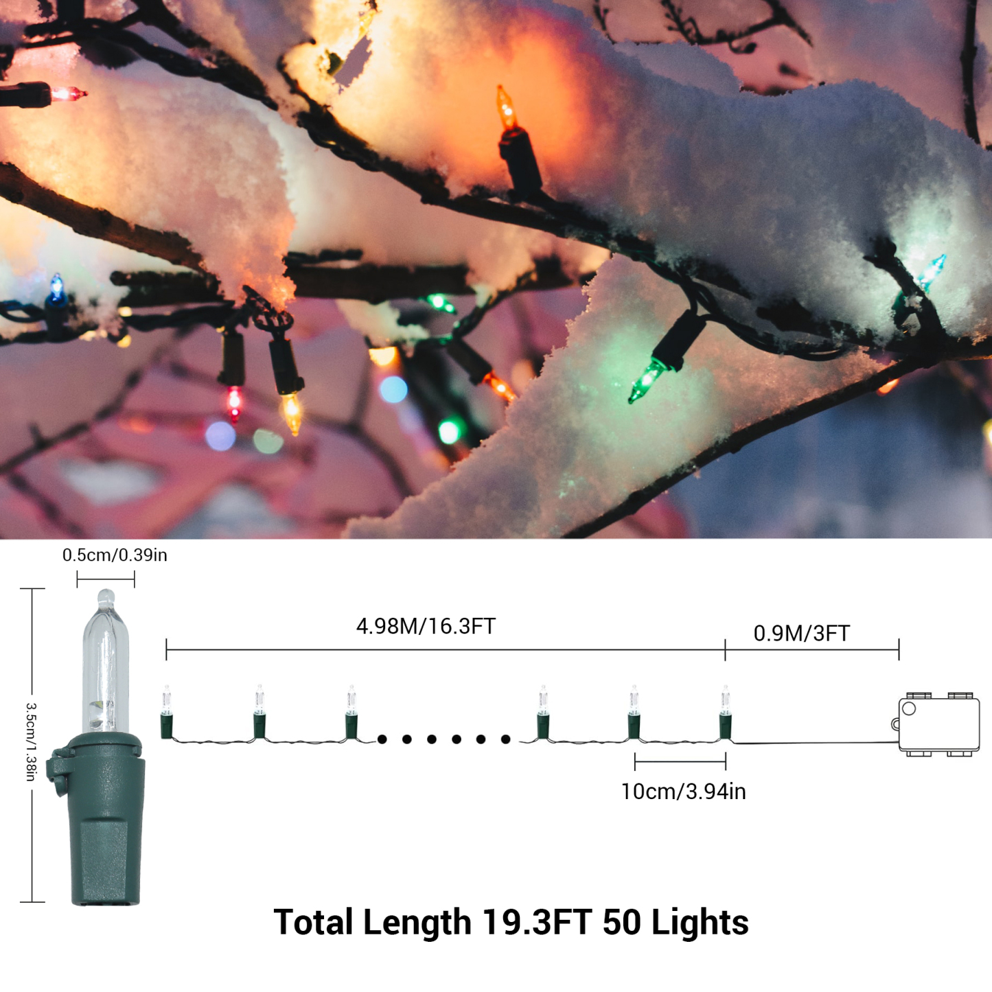 New One Battery Operated Christmas Lights 3 Pack, Color Changing 50 LED 19.33FT Christmas Tree Lights with Green Wire, Multicolor Mini Christmas Lights, for Indoor Outdoor Garden Party Wedding Decor