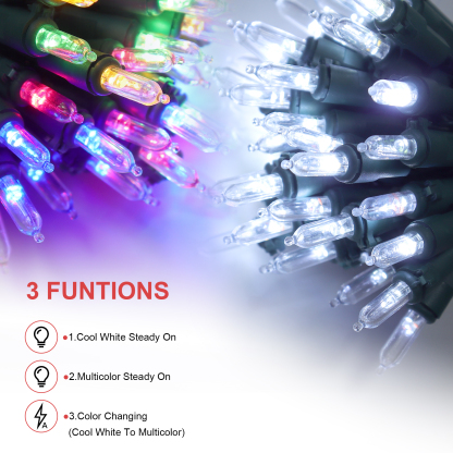 New One Battery Operated Christmas Lights 3 Pack, Color Changing 50 LED 19.33FT Christmas Tree Lights with Green Wire, Multicolor Mini Christmas Lights, for Indoor Outdoor Garden Party Wedding Decor