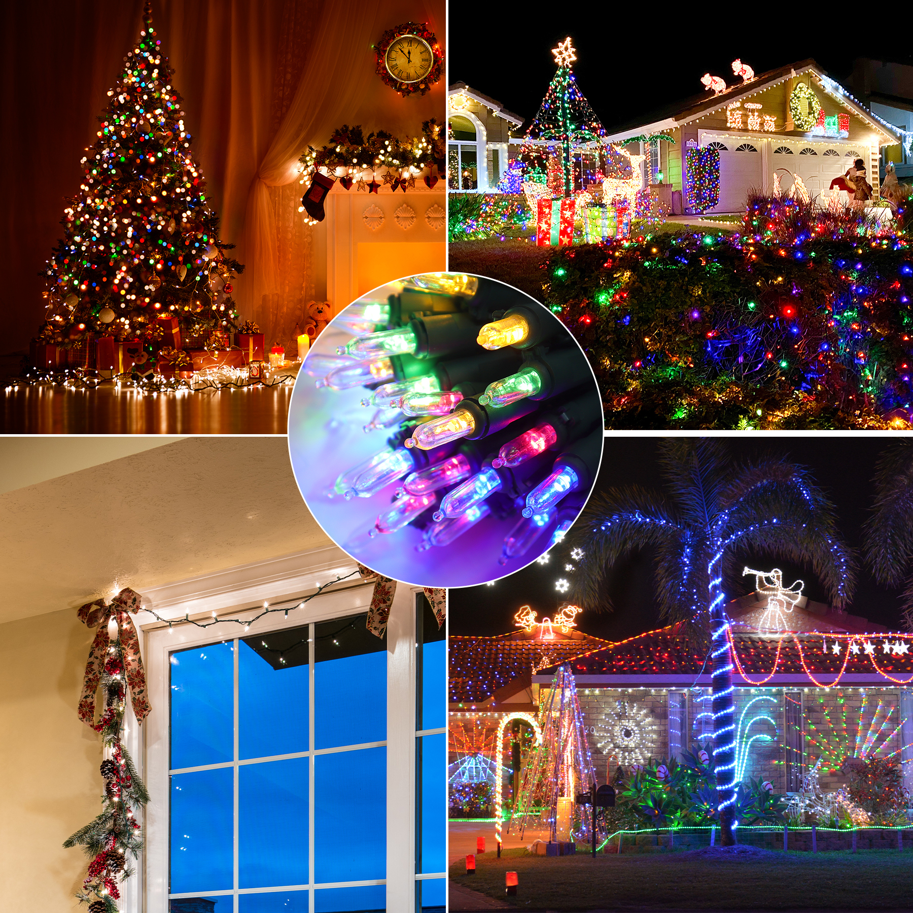 New One Battery Operated Christmas Lights 3 Pack, Color Changing 50 LED 19.33FT Christmas Tree Lights with Green Wire, Multicolor Mini Christmas Lights, for Indoor Outdoor Garden Party Wedding Decor