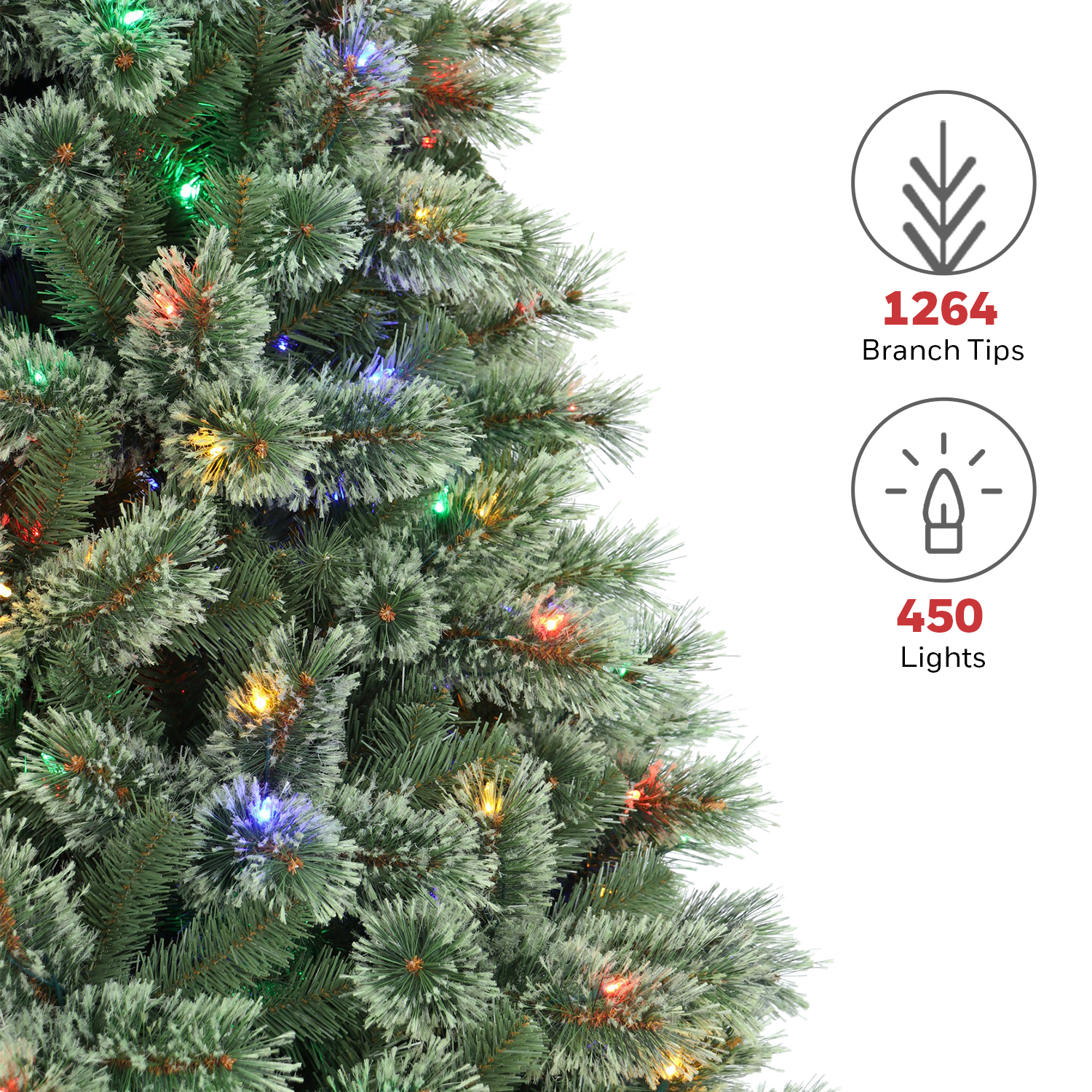 Honeywell 7.5 ft Pre-Lit Artificial Christmas Tree - Frances Cashmere with 450 Color Changing LED Lights - UL Certified