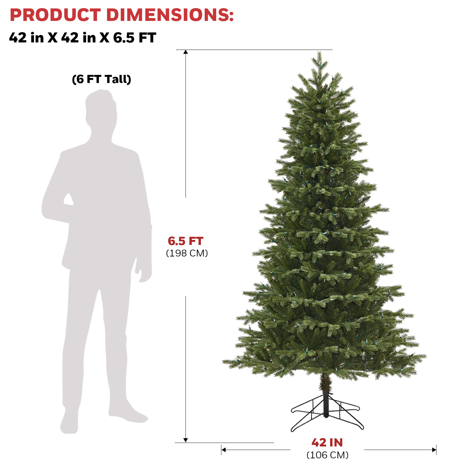 Honeywell 6.5 ft Pre-Lit Christmas Tree with 300 Color Changing LEDs - UL Certified Churchill Pine Artificial Tree