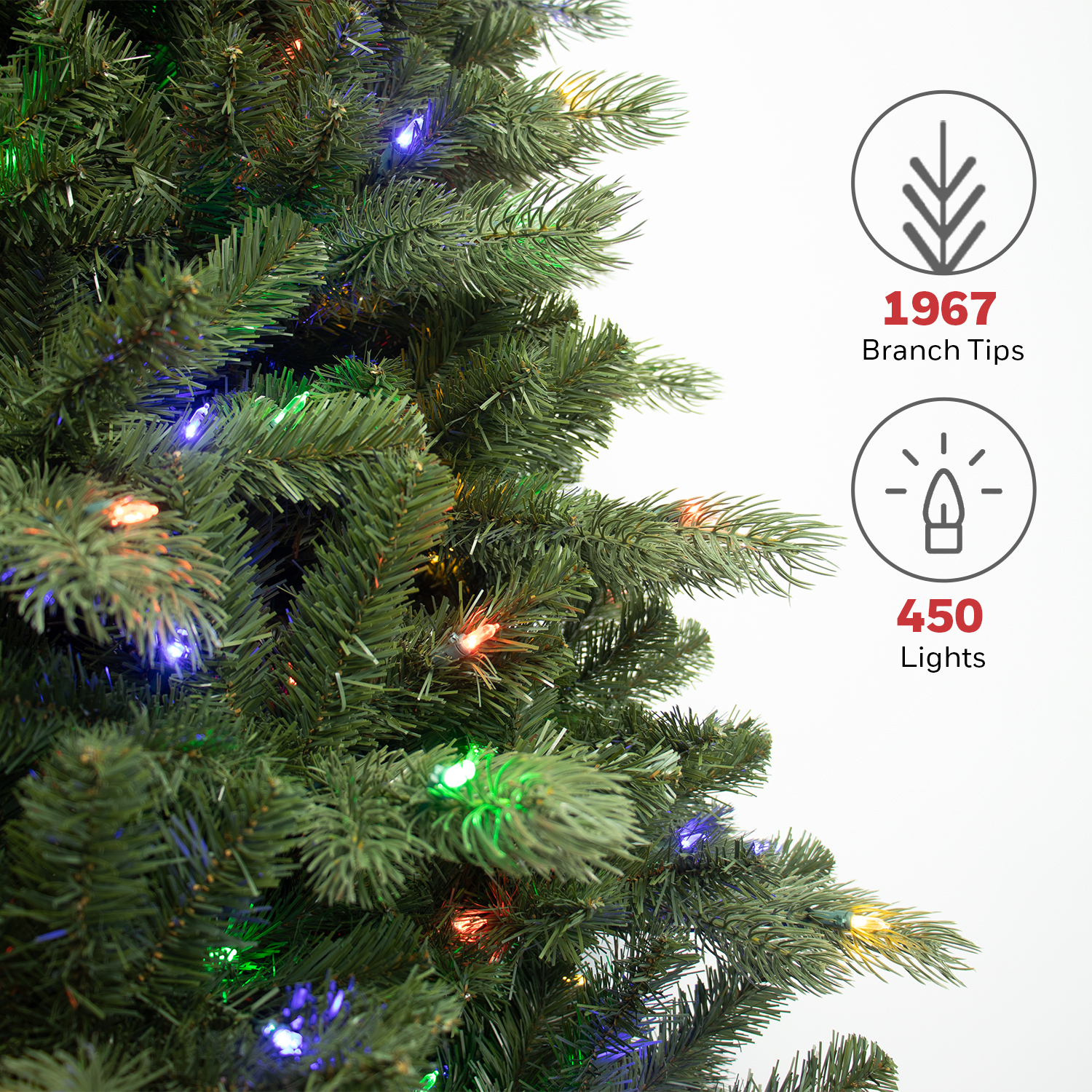 Honeywell 6.5 ft Crestone Fir Pre-Lit Artificial Christmas Tree - 450 Color Changing LED Lights - UL Certified