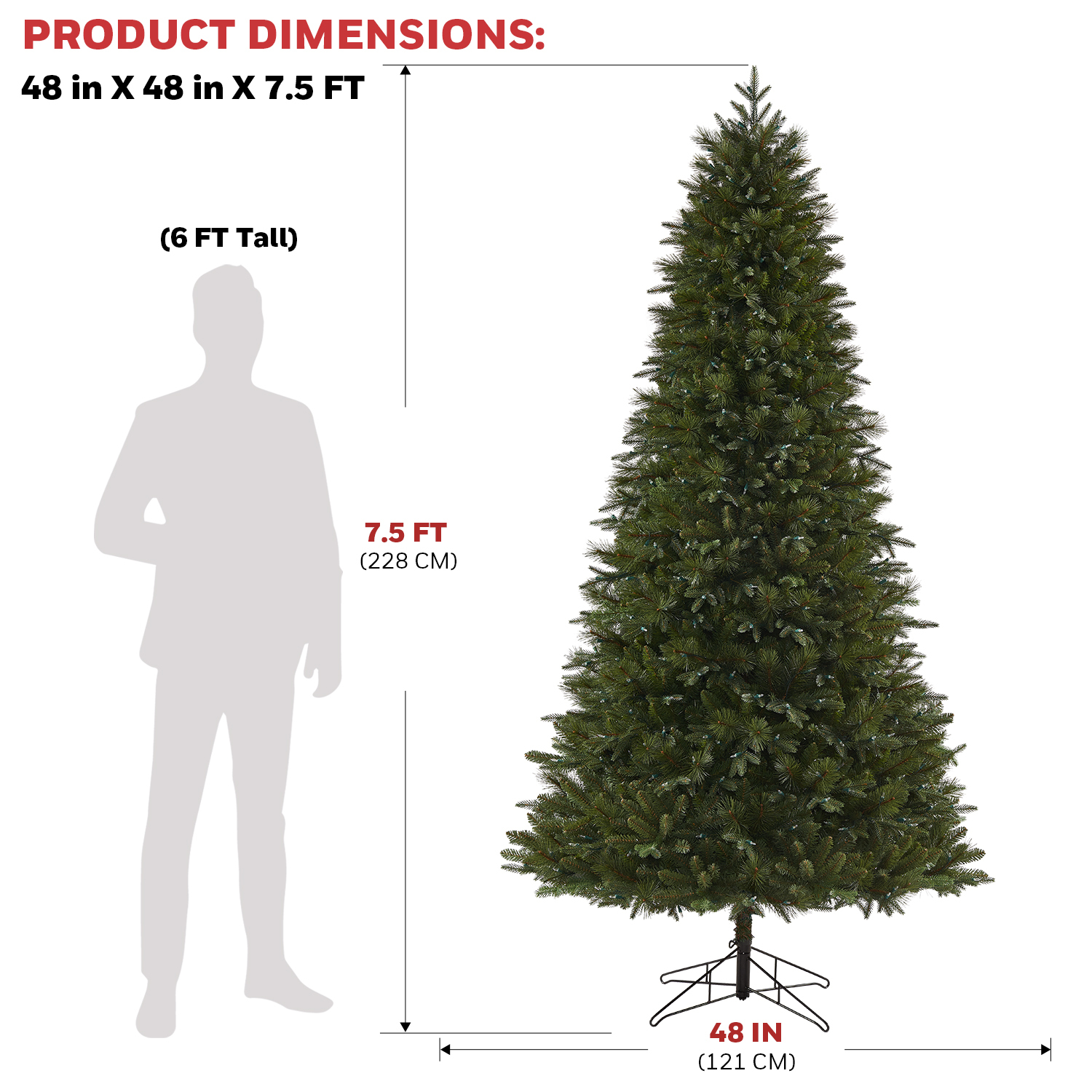 Honeywell 7.5 ft Whistler Fir Slim Pre-Lit Artificial Christmas Tree - 600 Color Changing LED Lights, UL Certified for The Entire Tree