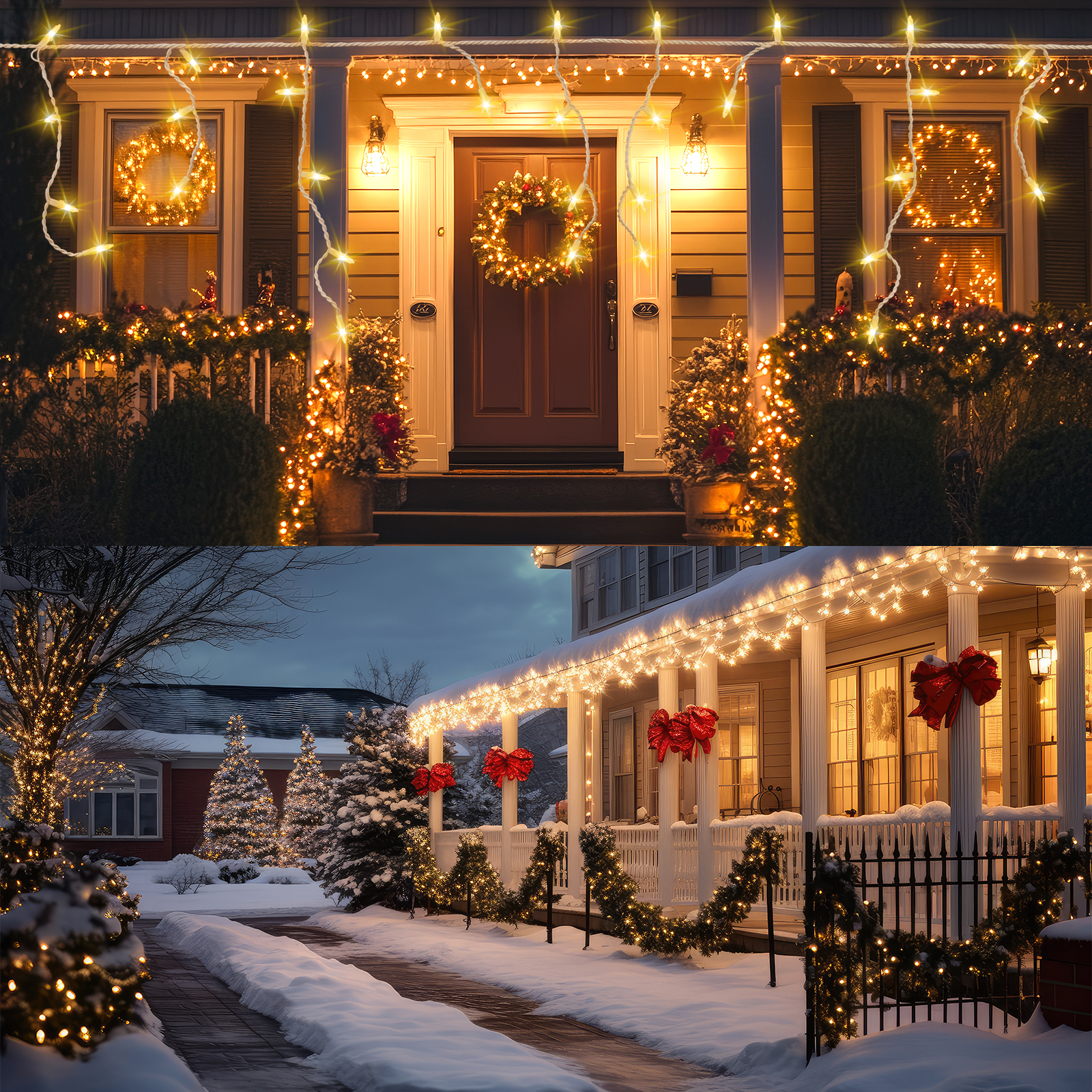 New One Icicle Lights Outdoor 3 Pack, 70 LED 10.8FT Icicle Christmas Lights Outdoor Warm White, Connectable Plug in LED Christmas Lights, for Indoor Outdoor Christmas Eaves Party Yard Decoration