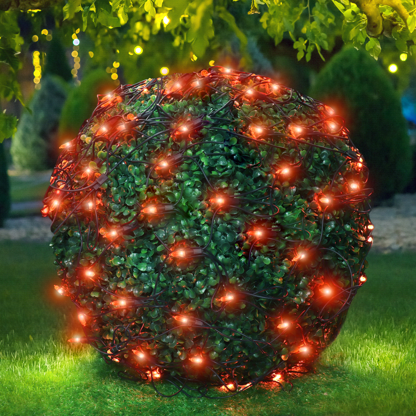 New One 3 Pack Christmas Net Lights, 100 LED 6ft x 4 ft Orange Connectable Net Lights Outdoor Mesh Lights with Black Wire, Bush Lights for Christmas Yard Patio Tree Bushes Decorations(Orange)