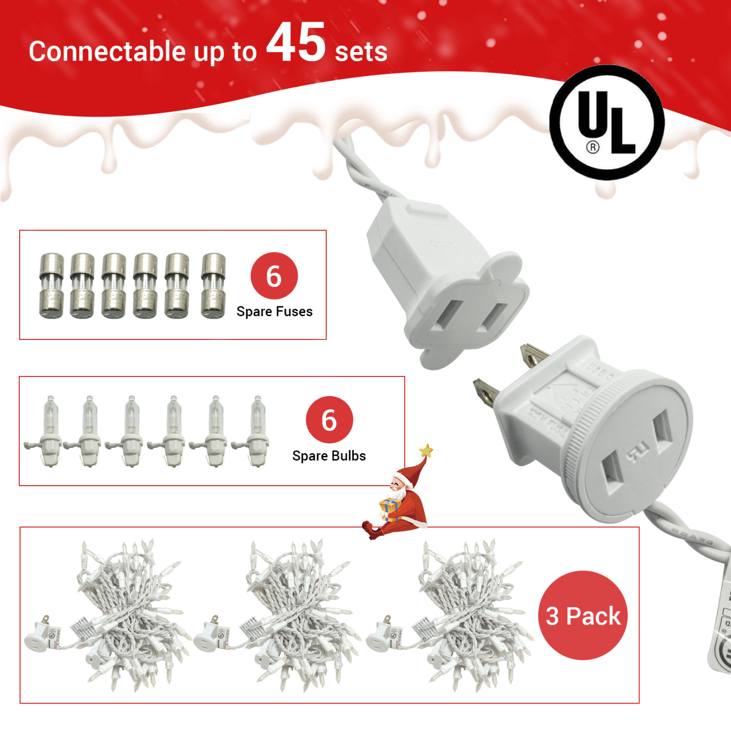 New One Icicle Lights Outdoor 3 Pack, 70 LED 10.8FT Icicle Christmas Lights Outdoor Warm White, Connectable Plug in LED Christmas Lights, for Indoor Outdoor Christmas Eaves Party Yard Decoration