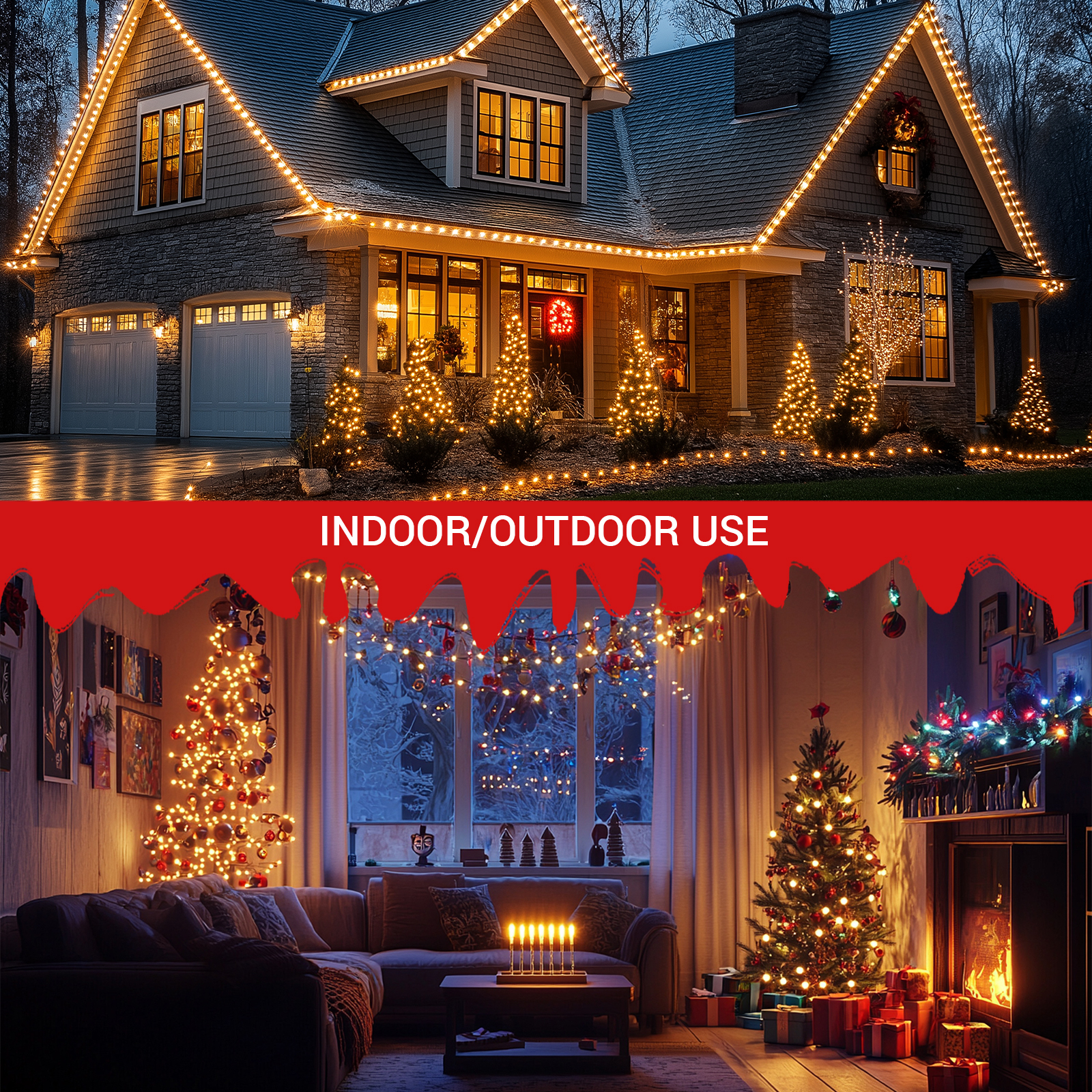 New One 3 Pack 25Ft C7 Christmas Lights, Outdoor Christmas String Lights with 25 Clear Incandescent Bulbs, Christmas Vintage String Light for Patio, Christmas, Cafe, Party Decor, Green Wire, UL Listed