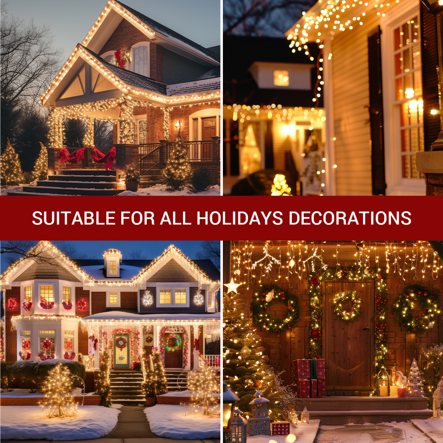 New One 2 Pack Icicle Lights, 17.67 FT 300 Incandescent Clear Warm White Icicle Christmas Lights with White Wire, 3 Connectable Icicle String Lights with 54 Drops, Holiday Party Incandes Icicle Lights