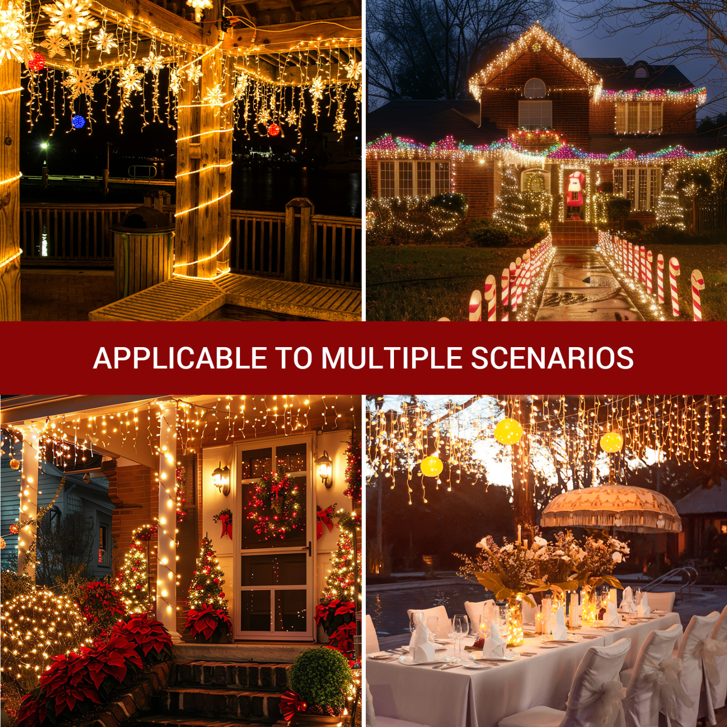 New One 2 Pack Icicle Lights, 17.67 FT 300 Incandescent Clear Warm White Icicle Christmas Lights with White Wire, 3 Connectable Icicle String Lights with 54 Drops, Holiday Party Incandes Icicle Lights