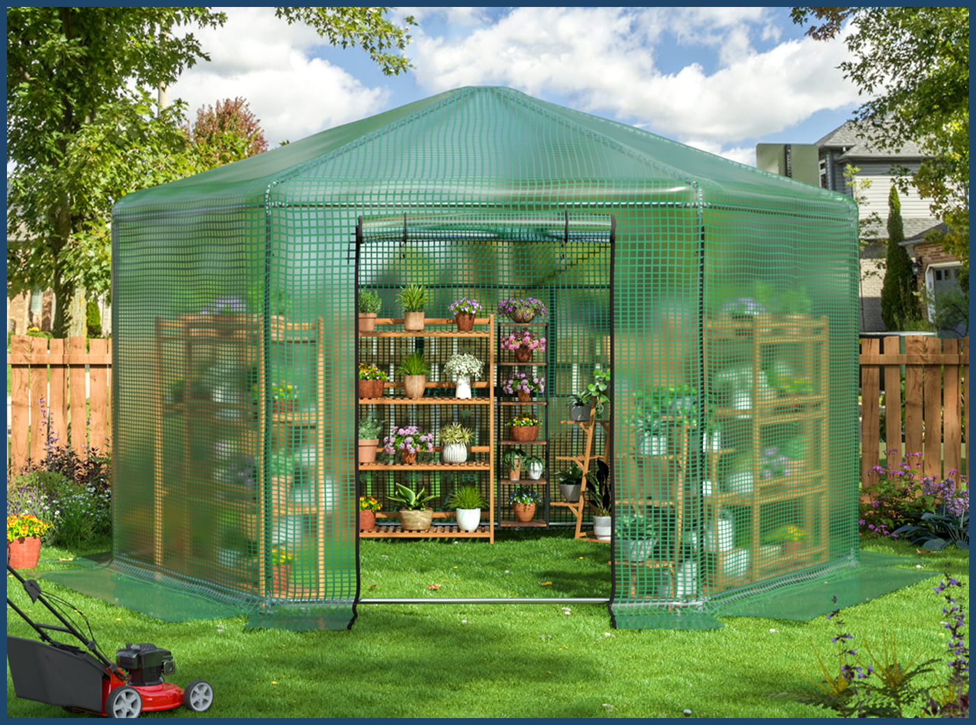 Outdoor green plant greenhouse, worry-free growth in all seasons