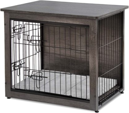 Wooden dog crate with removable tray, Country Style