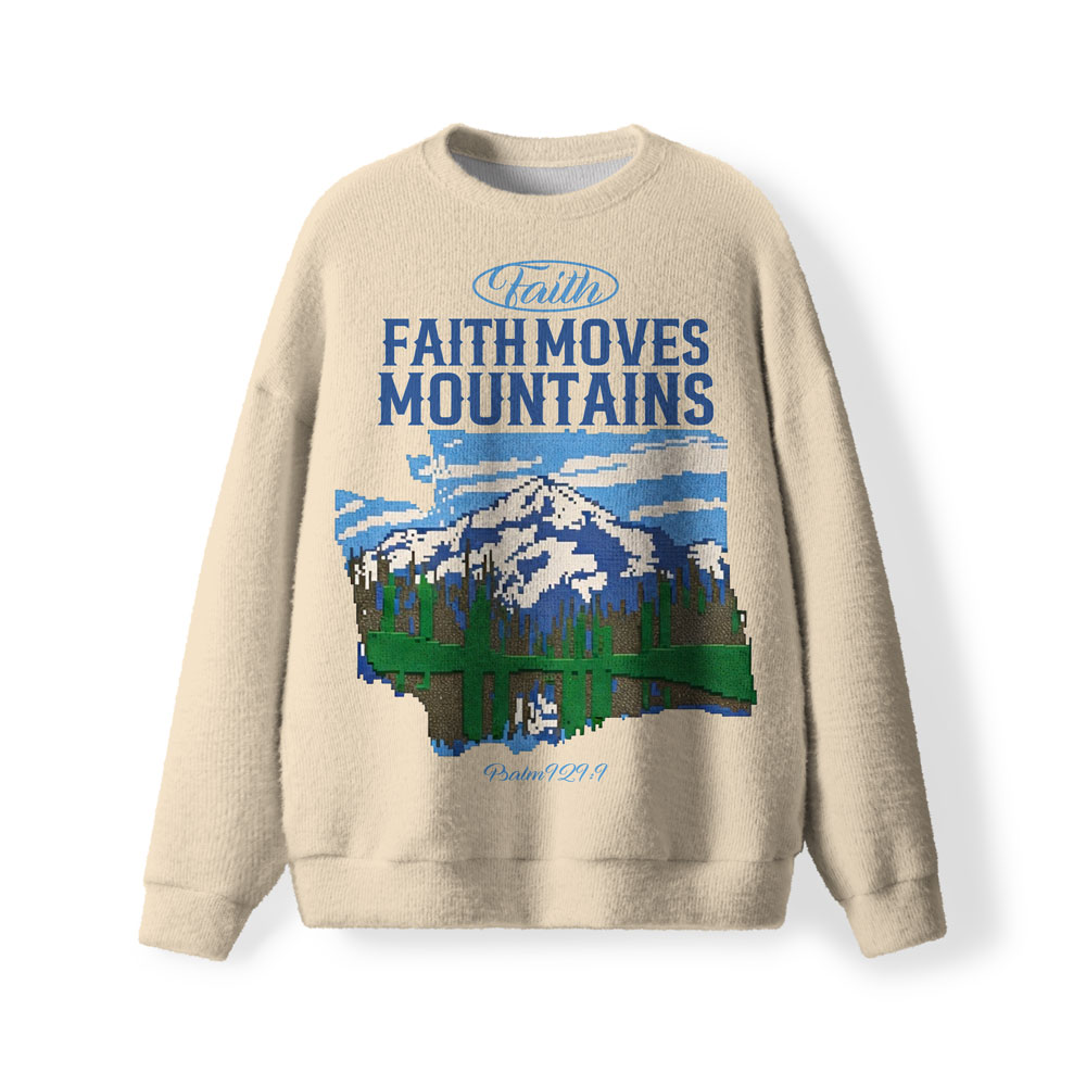  Faith Moves Mountains Christian Lightweight Sweater