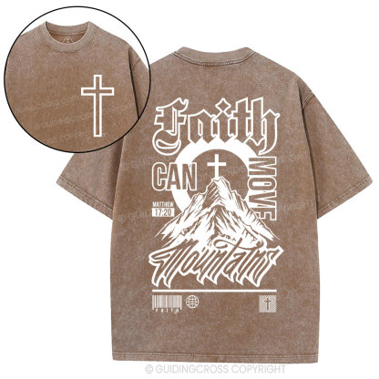 Faith Can Move Mountain Christian Washed T-Shirt